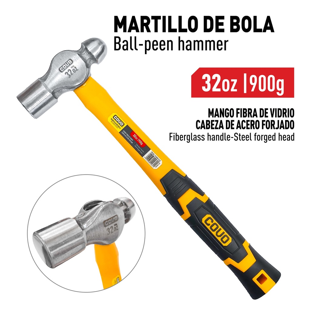 MARTILLO DE BOLA M/FIBRA DE VIDRIO x 32 OZ COVO 9-757