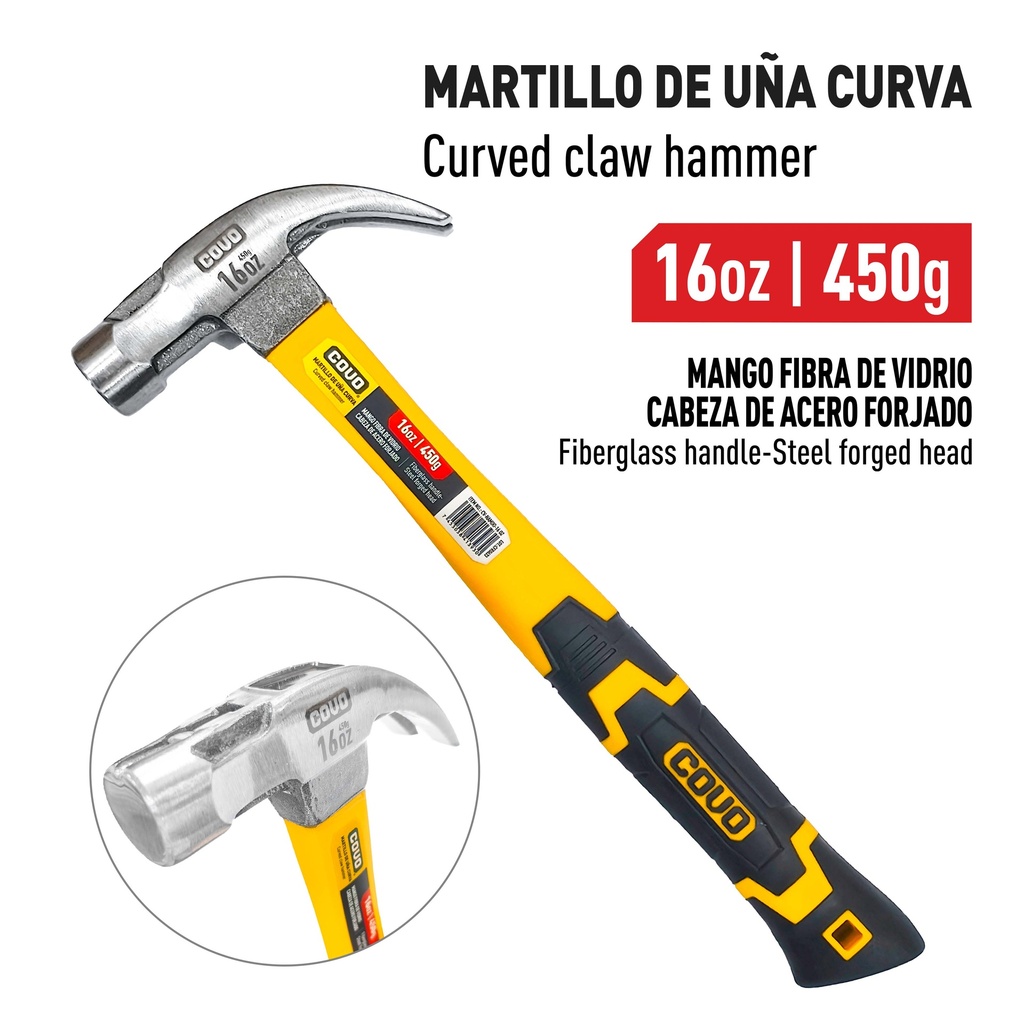 MARTILLO M/FIBRA DE VIDRIO x 16 OZ COVO 9-754