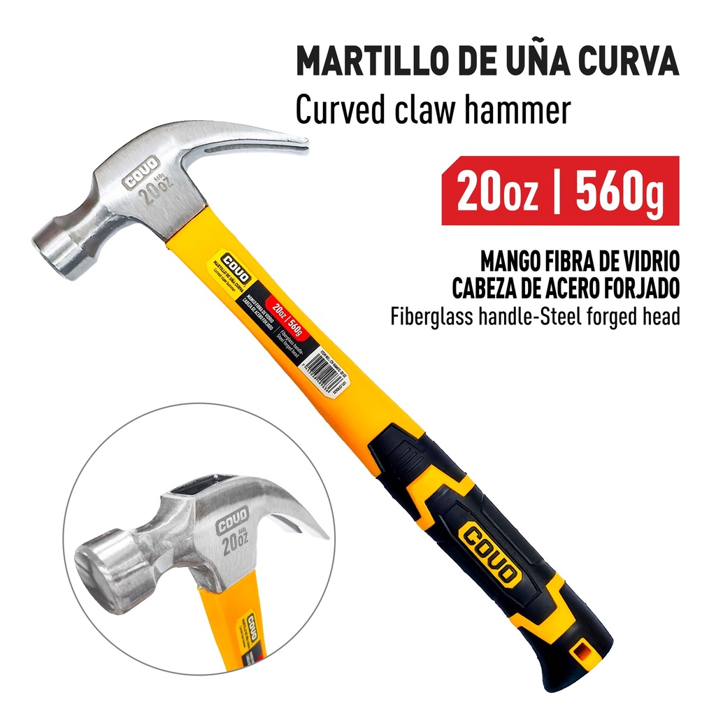 MARTILLO M/FIBRA DE VIDRIO x 20 OZ COVO 9-750