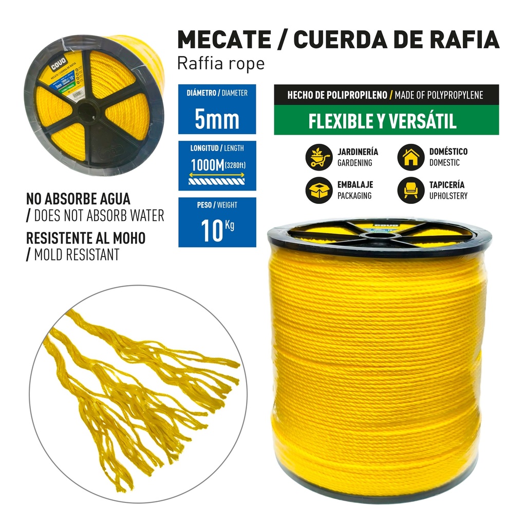 MECATE AMAR RAFIA 3/16 x 10 KG COVO 10-008