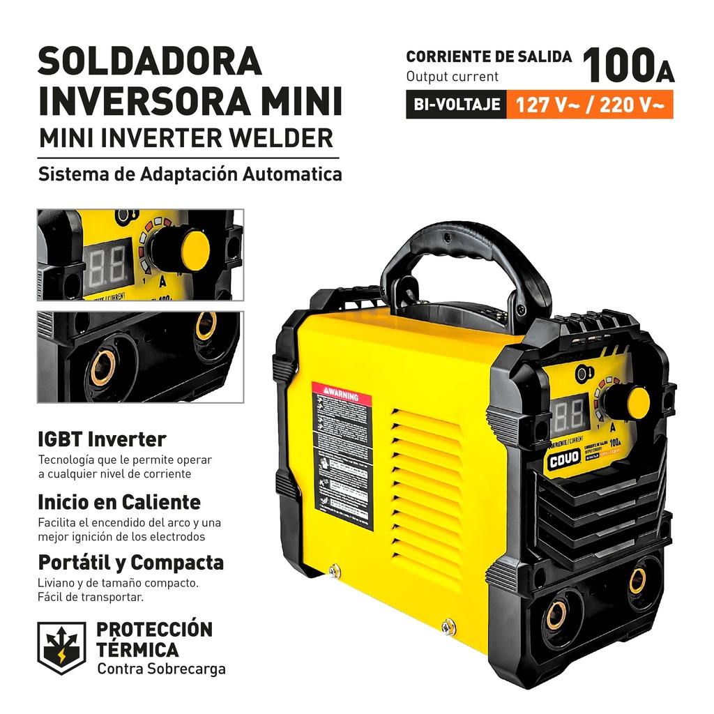 MINI INVERSOR SOLDADOR 100AMP 110/220 COVO 10-012
