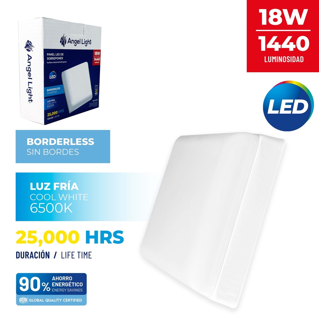 PANEL LED SUPER CUAD LUZ FRIA 18W ANGEL L 10-030