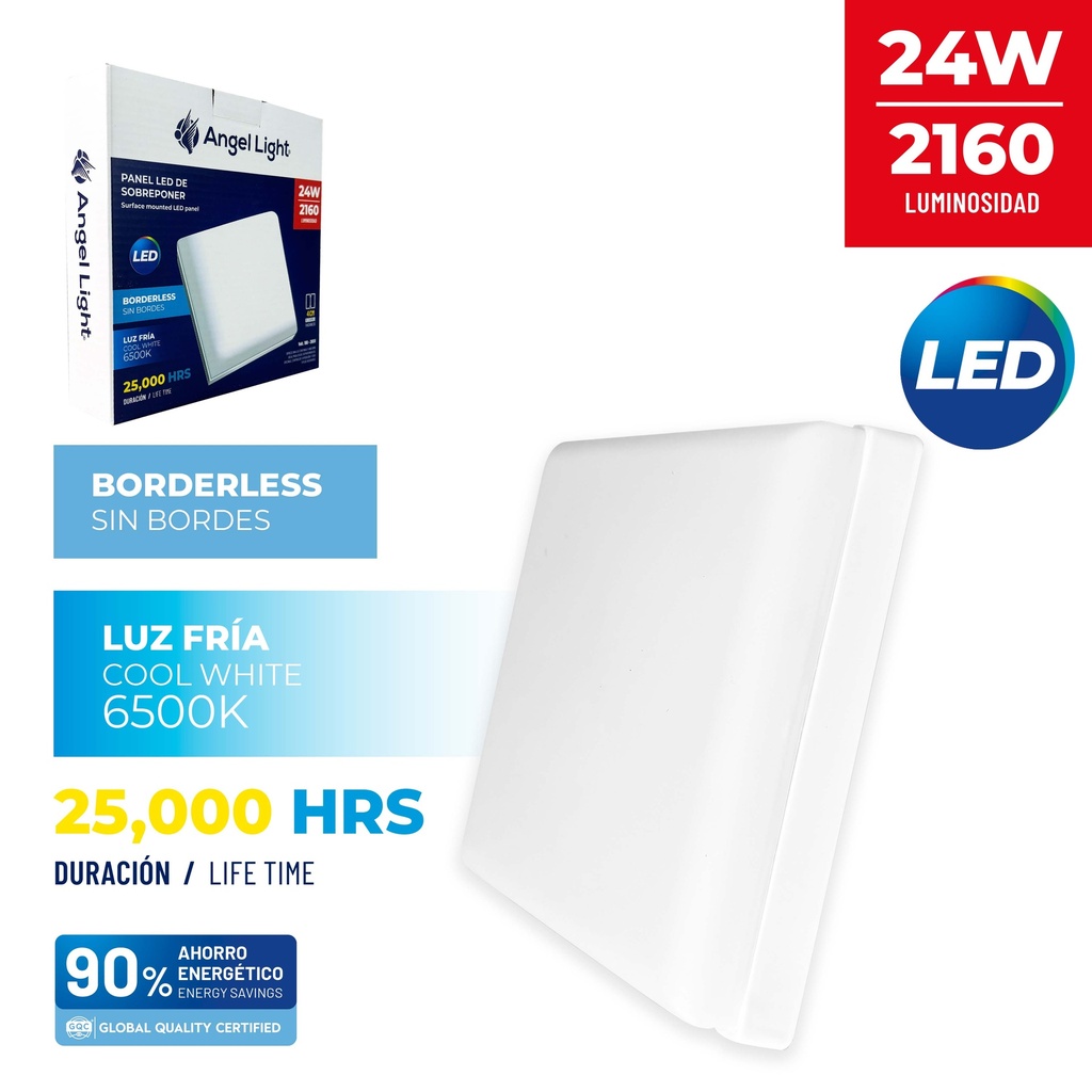 PANEL LED SUPER CUAD LUZ FRIA 24W ANGEL L 10-031