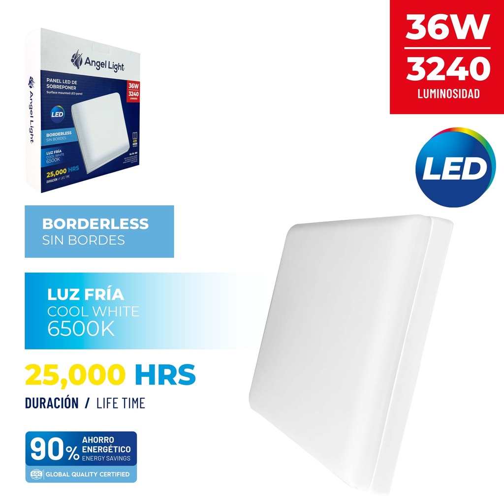 PANEL LED SUPER CUAD LUZ FRIA 36W ANGEL L 10-032