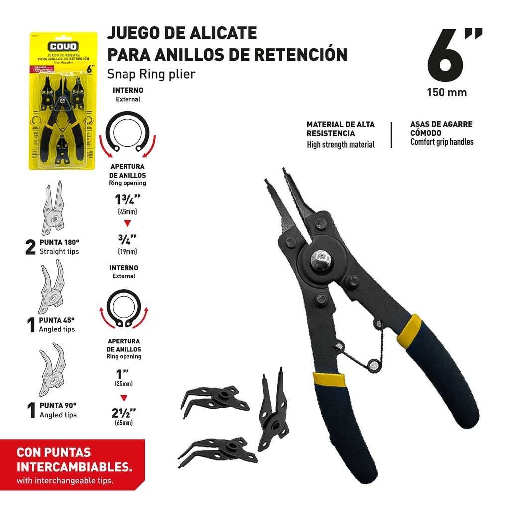 PINZA SACA RETEN 3PCS COVO 9-819