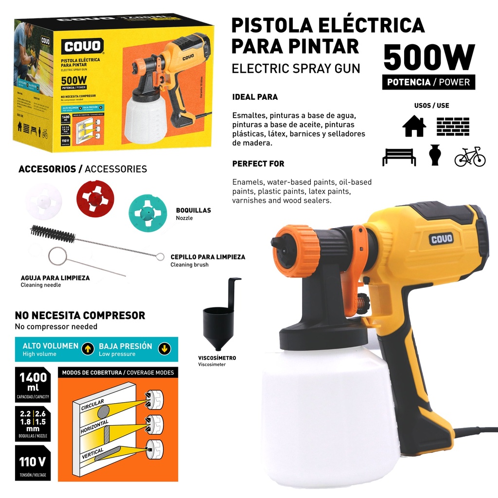 PISTOLA P/PINTAR ELECTRICA 500W COVO 10-211