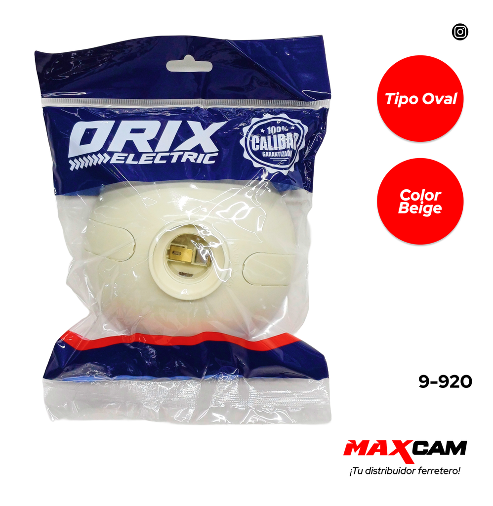 PLAFON DE PLASTICO BEIGE TIPO OVAL ORIX 9-920