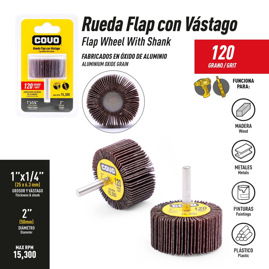 RUEDA FLAP GRANO 120 2" COVO 9-828