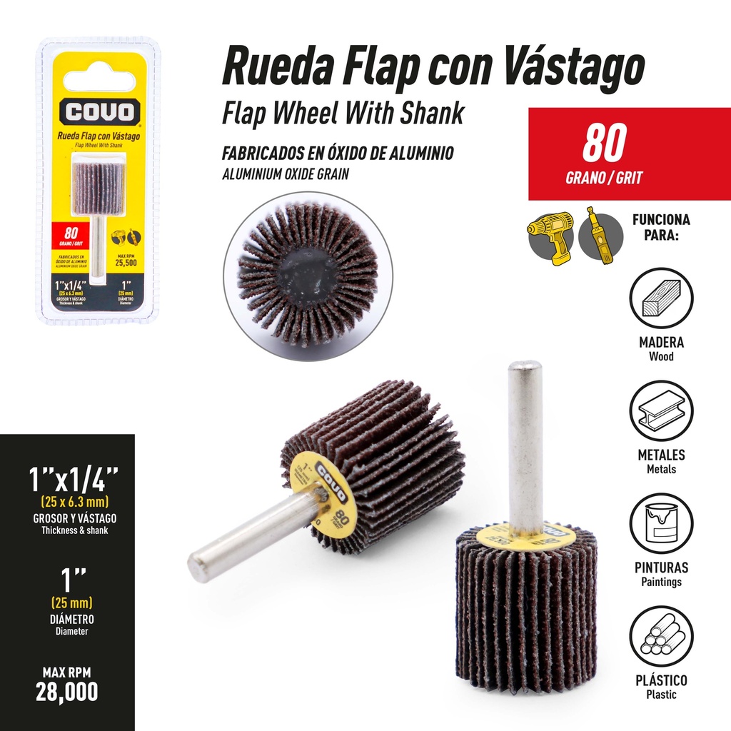 RUEDA FLAP GRANO 80 1"COVO 9-827