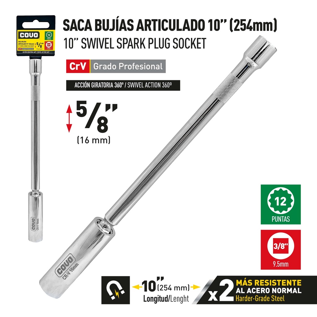 SACA BUJIA ARTICULADO 10" x 5/8" COVO 9-856