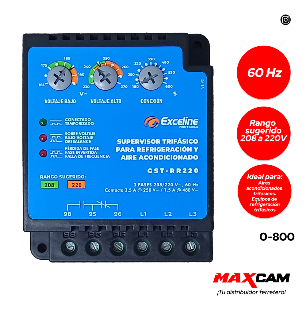 SUPERVISOR TRIFASICO AIRES A 220V EXCELINE 0-800