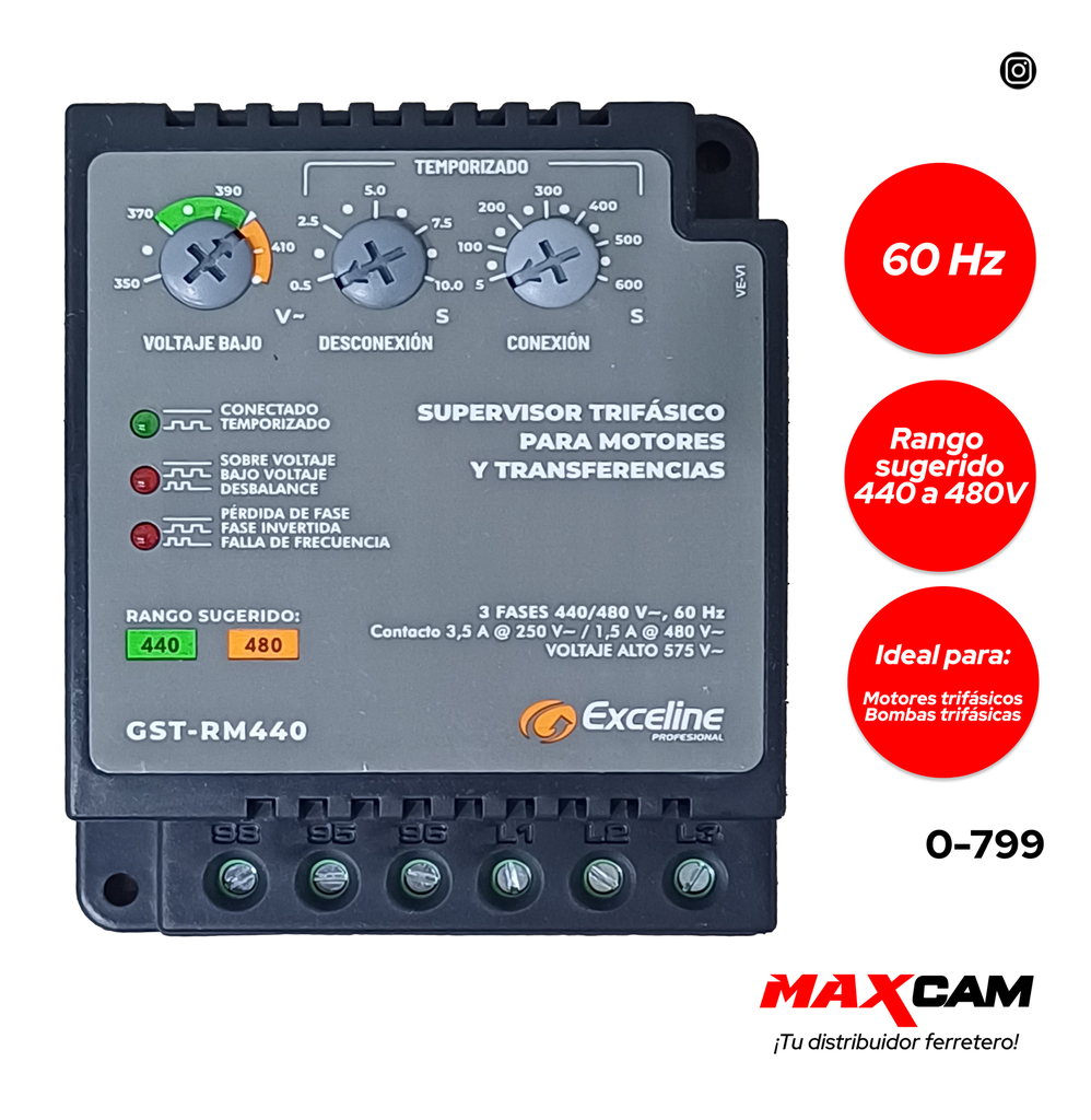 SUPERVISOR TRIFASICO MOTORES 480V EXCELINE 0-799