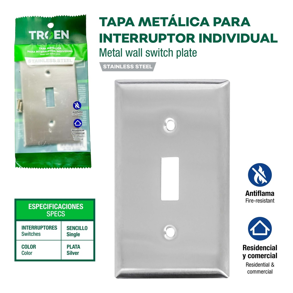 TAPA METALICA P/INTERRUPTOR TROEN 10-060