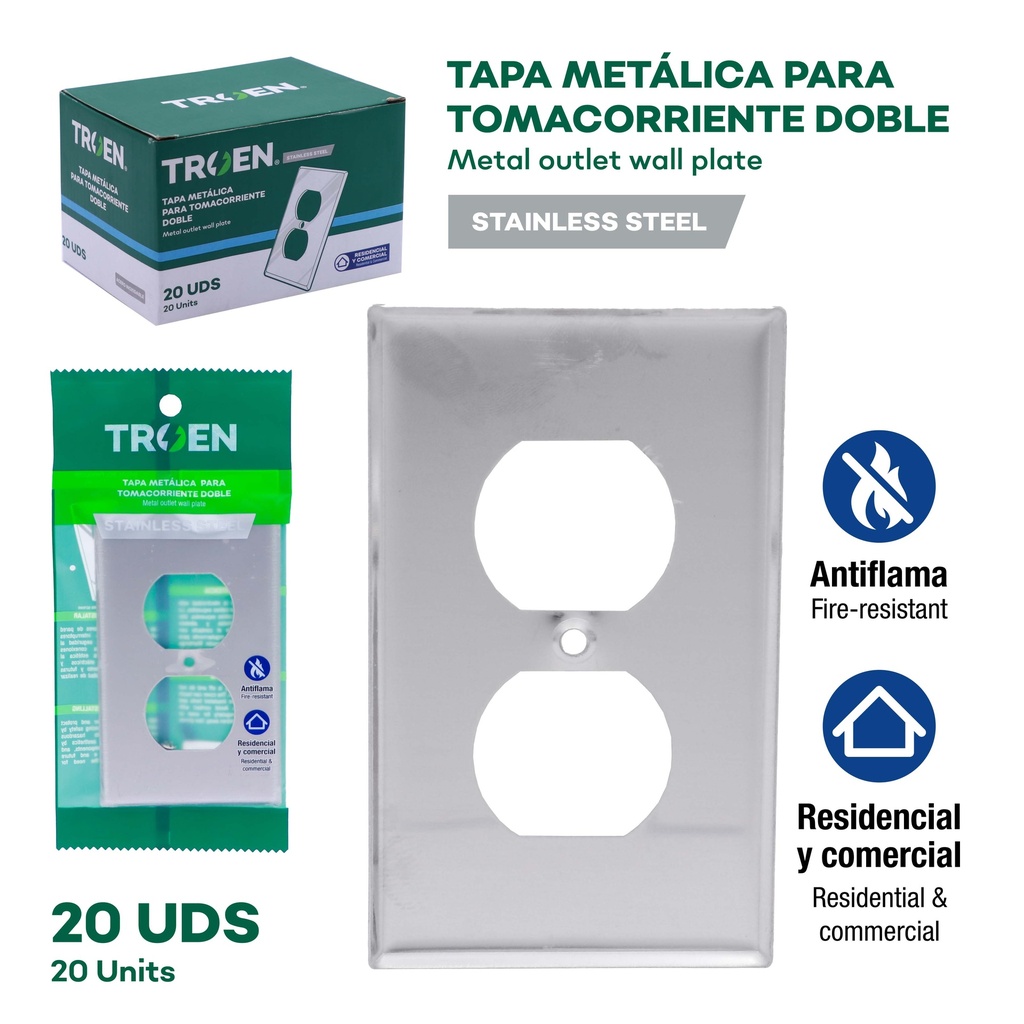 TAPA METALICA P/TOMA DOBLE 270 TROEN 10-061