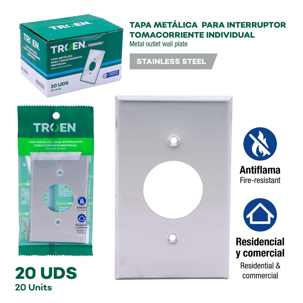 TAPA METALICA P/TOMA SENCILLO TROEN 10-063