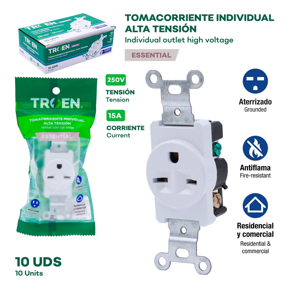 TOMA CHINA 250V BLANCA TROEN 10-083