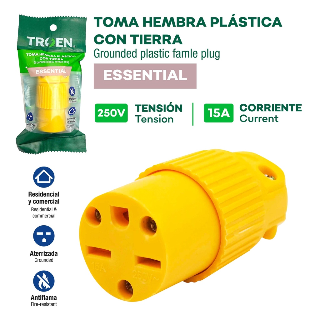 TOMA CHINA VINIL PLASTICO 2P+T TROEN 10-129