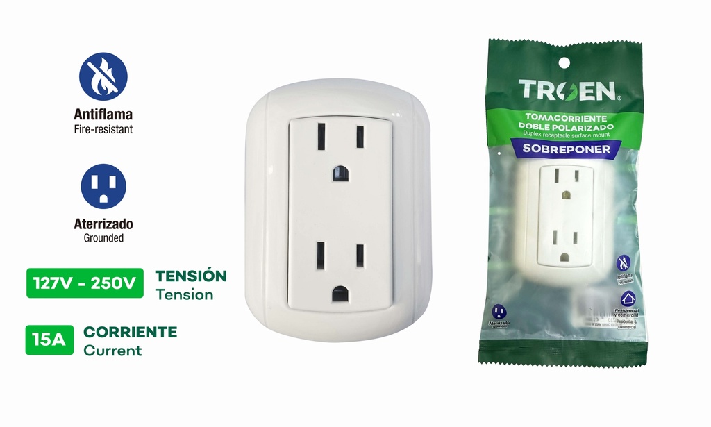 TOMA DOBLE C/TIERRA SUPERFICIAL BLANCA TROEN 10-081