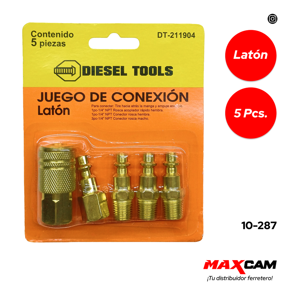 ACOPLES P/COMPRESOR 5 PCS BRONCE DIESEL T 10-287