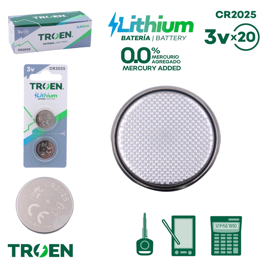 BATERIA CR2025 3V x 2 UNID TROEN 10-279