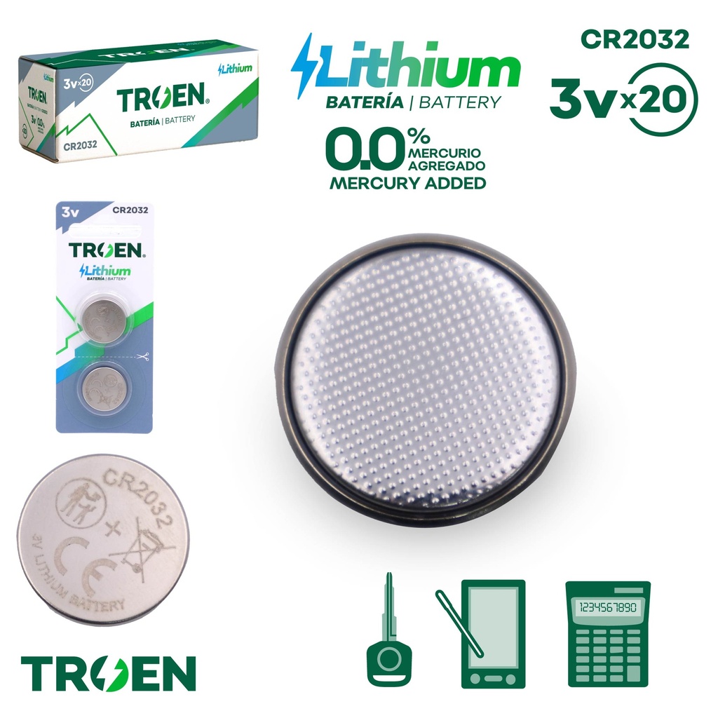 BATERIA CR2032 3V x 2 UNID TROEN 10-280