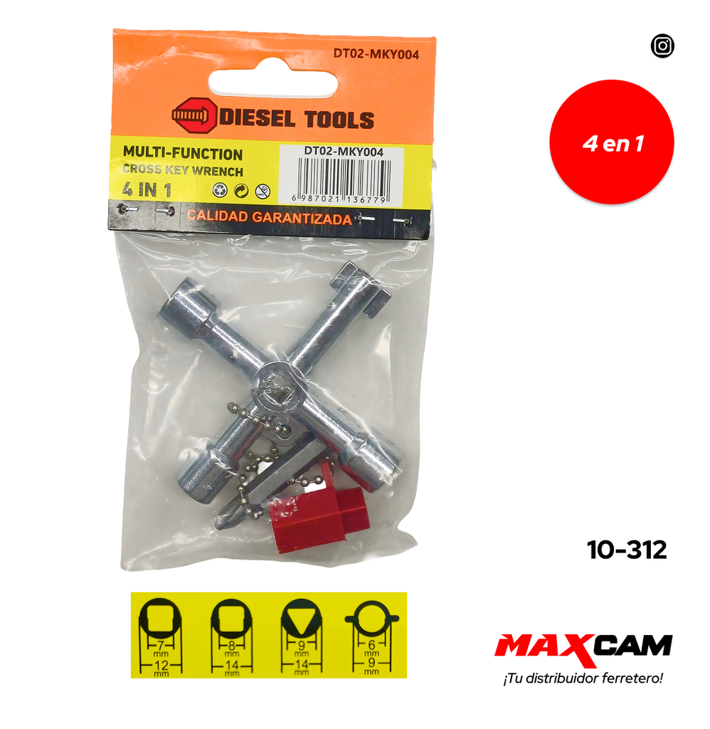 LLAVE MULTIFUNCIONAL 4 EN 1 DIESEL TOOLS 10-312