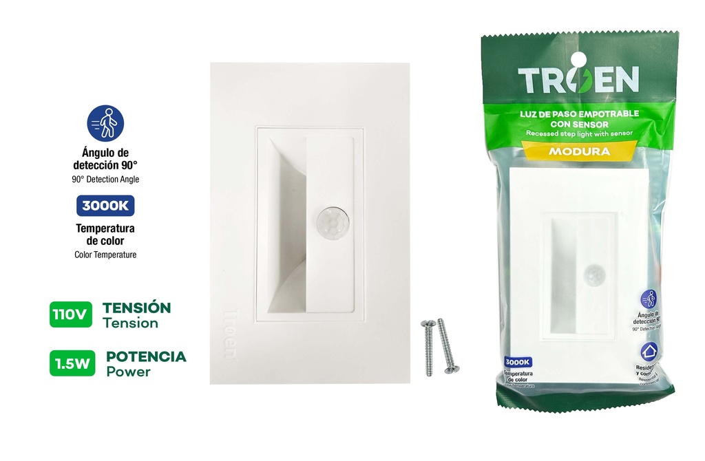 LUZ DE PARED CON SENSOR BLANCO TROEN 10-059