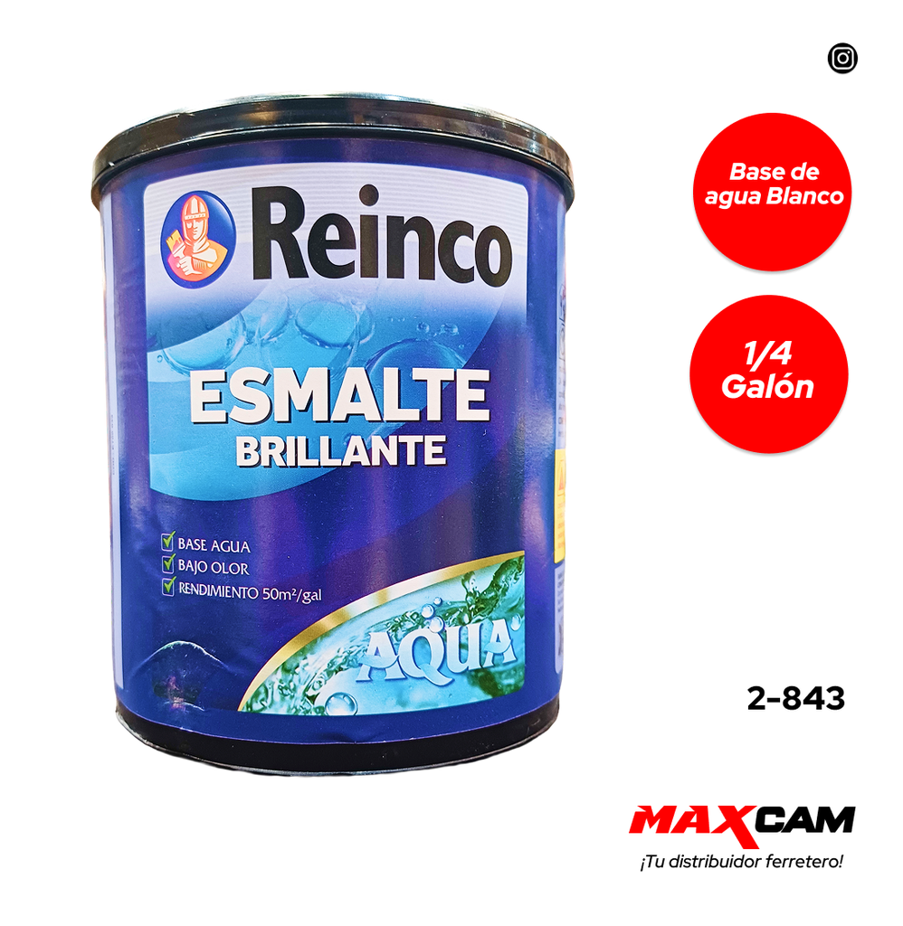 PINTURA AQUA ESMALTE BLANCO BRILLANTE x 1/4 REINCO 2-843