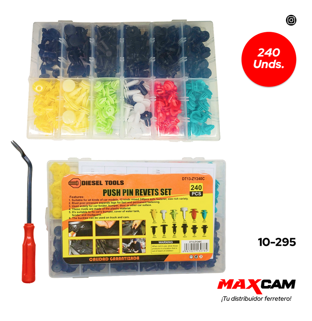 SET PIN REMACHES PLASTICO 240 PCS DIESEL T 10-295