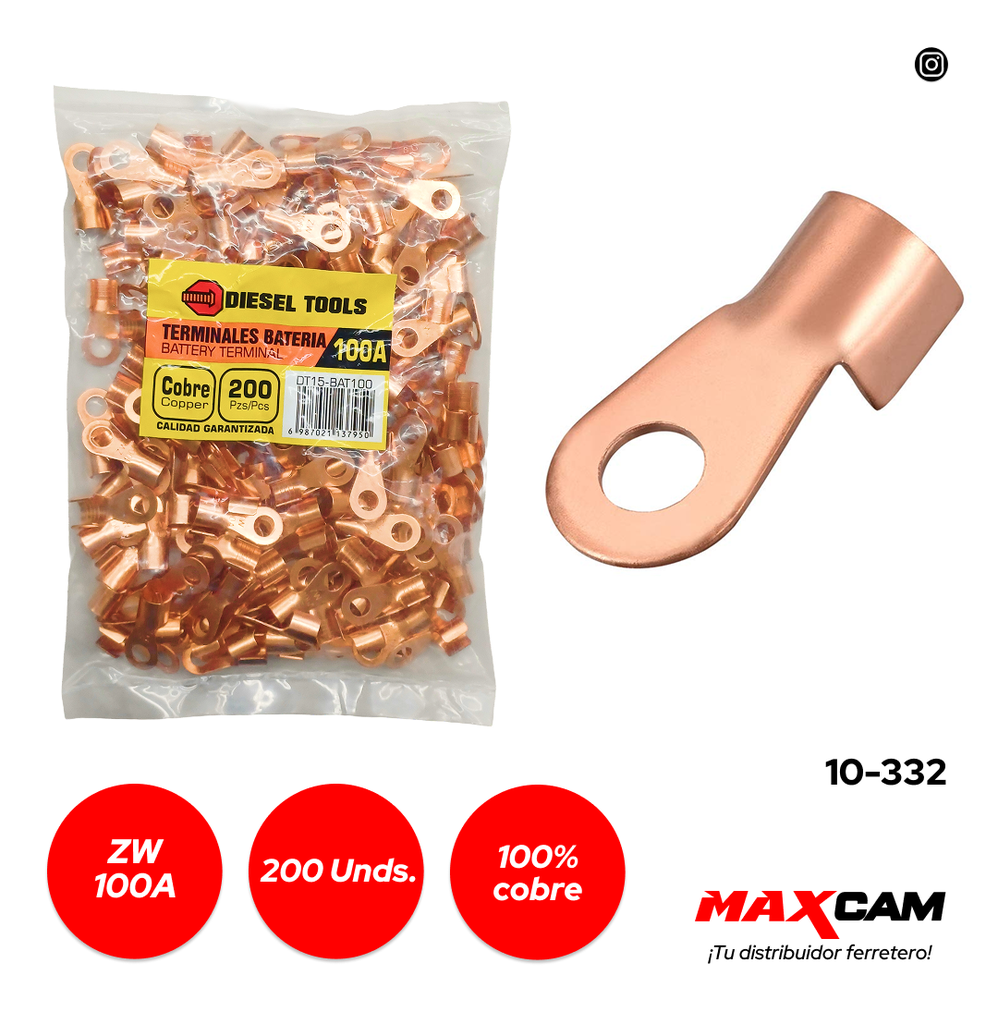 TERMINAL BATERIA 100A x 200 PCS DIESEL TOOLS 10-332