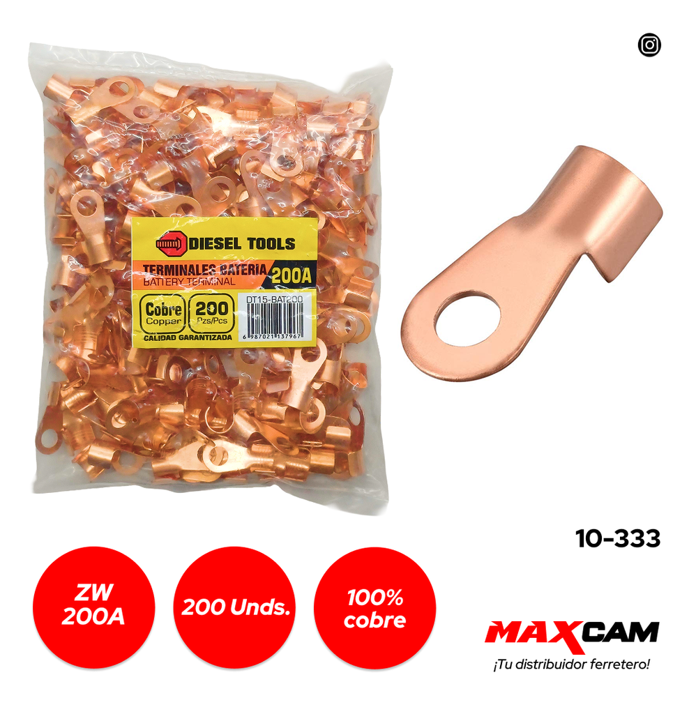 TERMINAL BATERIA 200A x 200 PCS DIESEL TOOLS 10-333