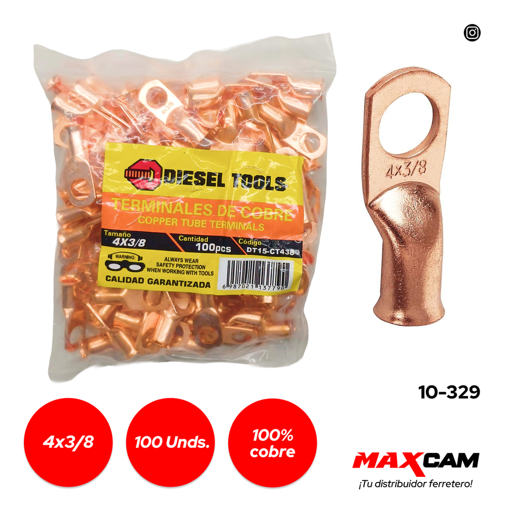 TERMINAL COBRE 4x3/8 x 100 PCS DIESEL TOOLS 10-329