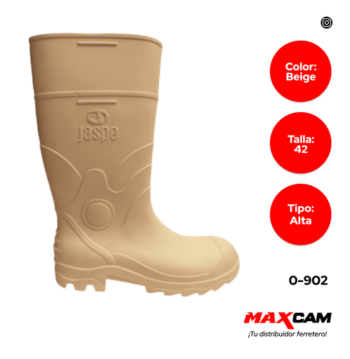 [0-902] BOTA DE PLASTICO BEIGE ALTA NRO 42 JASPE 0-902