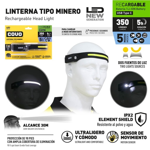 [10-426] LINTERNA MINERA RECAR LED COVO 10-426