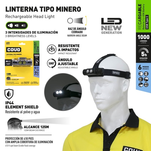 [10-429] LINTERNA MINERA RECAR LED COVO 10-429