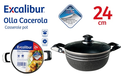 [10-547] OLLA CON TAPA 24 CM EXCALIBUR 10-547