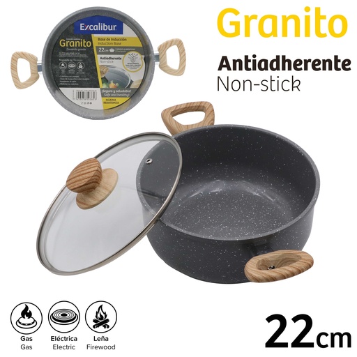 [10-768] OLLA CON TAPA 22CM EXCALIBUR 10-768