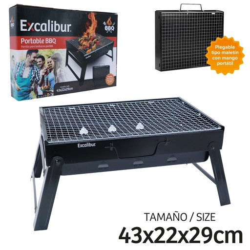 [10-526] PARRILLERA PORTATIL 43x22x29CM EXCALIBUR 10-526