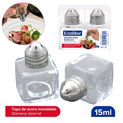 [10-706] SET CONDIMENTERO DE VIDRIO EXCALIBUR 10-706