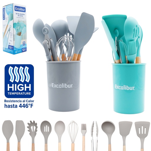 [10-549] SET DE UTENSILIOS DE COCINA x 12 UNID EXCALIBUR 10-549