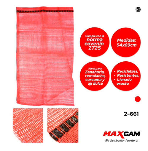 [2-661] SACO PP AGRICOLA ROJO 54x89 x 100 UNID 2-661
