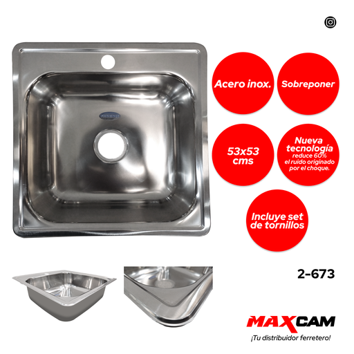 [2-673] FREGADERO A INOX P/EMPO 53X53CM FANAINOX 2-673