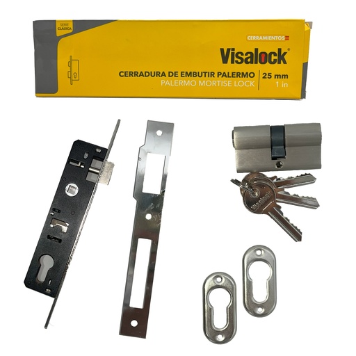 [2-688] CERRADURA EMBUTIR DE SEGURIDAD 16MM CIL 54MM VISA LOCK 2-688