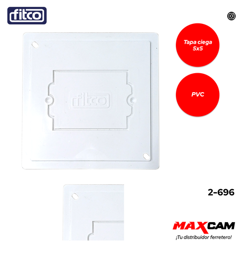 [2-696] TAPA CIEGA CUADRADA 5x5 BLANCA FITCO 2-696