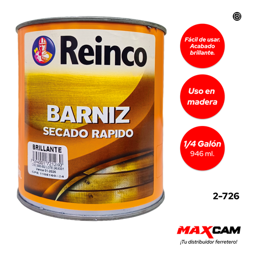 [2-726] BARNIZ BRILLANTE NATURAL x 1/4 REINCO 2-726