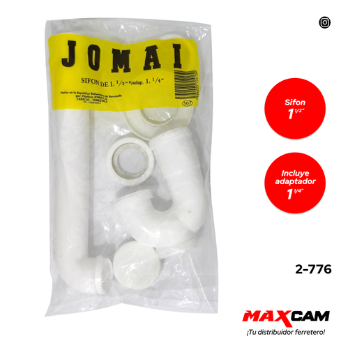 [2-776] SIFON DE 1 1/2" C/ADAPTADOR A 1 1/4" JOMAI 2-776
