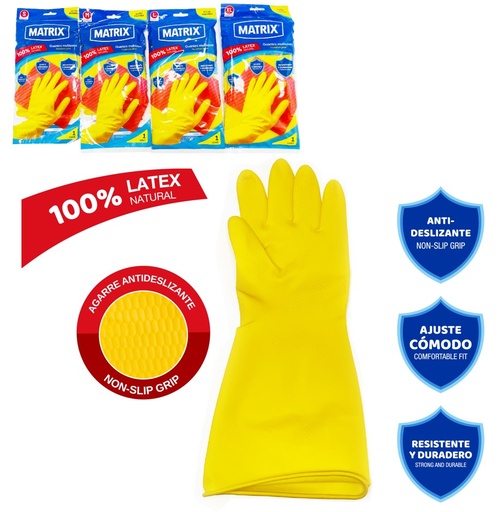 [3-018] GUANTES LATEX AMARILLO PARA LIMPIEZA PAR 3-018