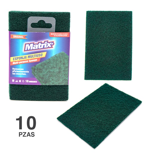 [3-084] ESPONJA DE FREGAR MULTIUSO x 10 UND MATRIX 3-084