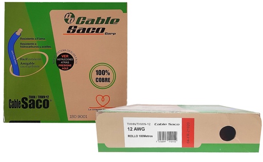 [3-094] CABLE THHN 12 ROJO x 100MTS 100% COBRE SACO 3-094