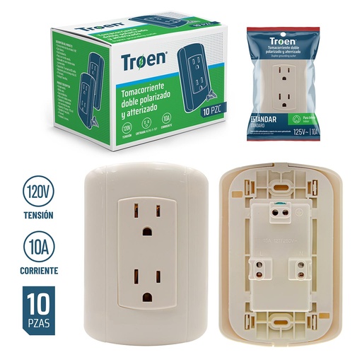 [3-238] TOMA DOBLE C/TIERRA TROEN TIPO BTICINO 3-238